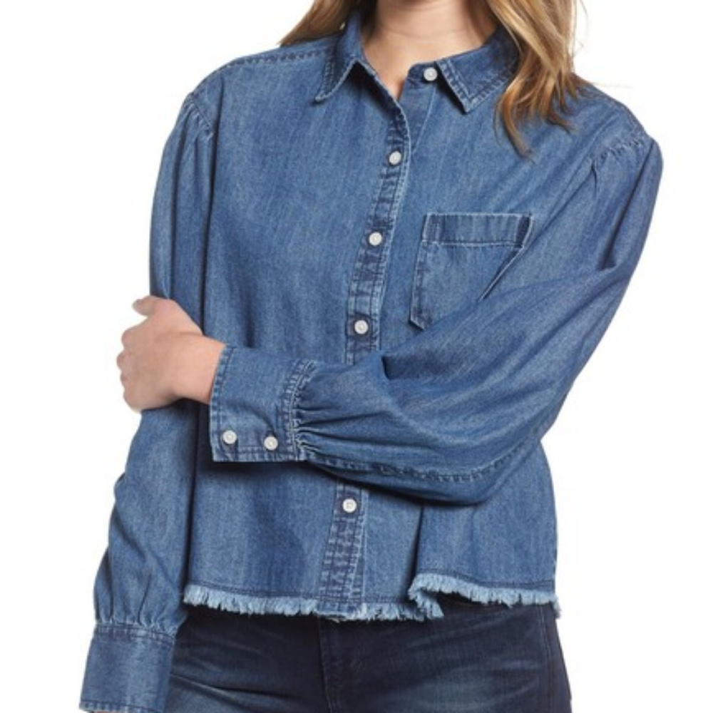 BP Balloon Sleeve Chambray Shirt NWT